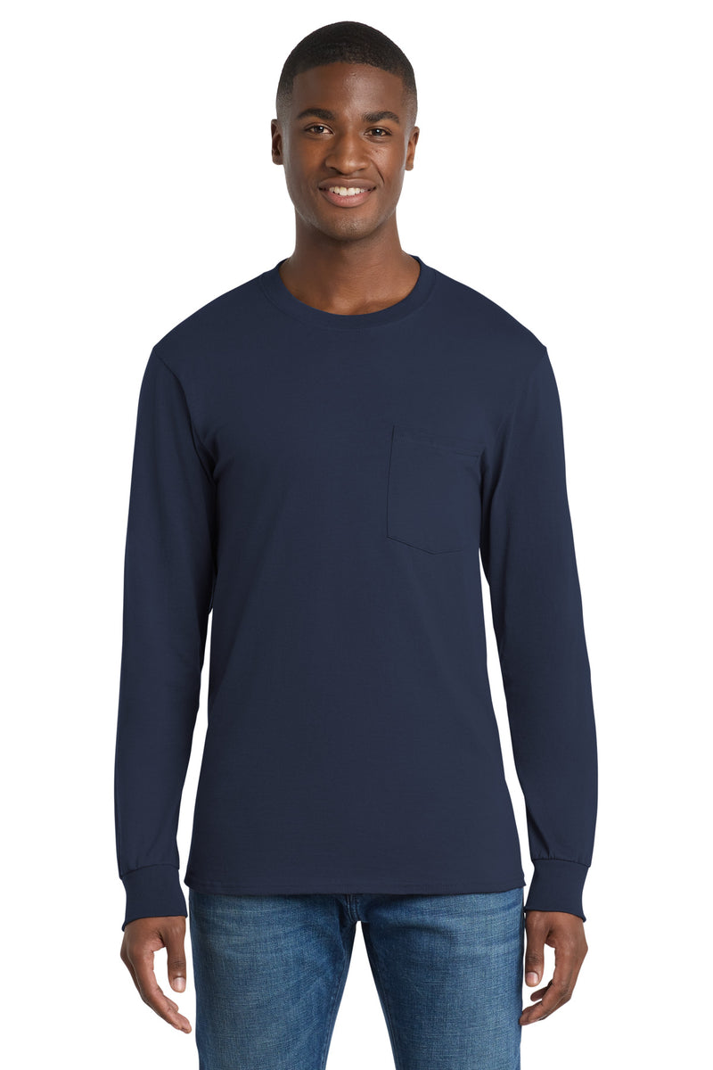 Port & Co Long Sleeve Essential Pocket Tee