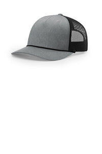 Richardson Five-Panel with Rope 112FPR - Heather Grey/ Black/ Black