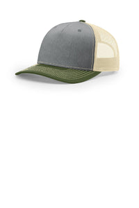 Richardson Five-Panel Trucker 112FP - Heather Grey/ Birch/ Army Olive