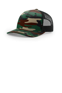 Richardson Printed Five-Panel Trucker 112PFP - Green Camo/ Black