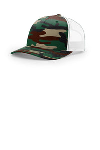 Richardson Printed Five-Panel Trucker 112PFP - Green Camo/ White