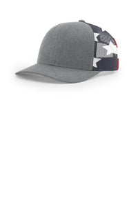 Richardson Printed Mesh Trucker 112PM - Heather Grey/ Stars Stripes