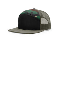 Richardson 7-Panel Trucker 168 - Black/ Green Camo/ Loden