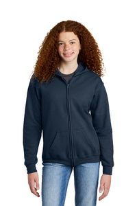Gildan Youth Heavy Blend Full-Zip Hooded Sweatshirt - Navy