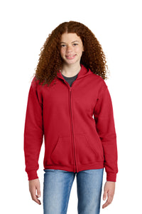 Gildan Youth Heavy Blend Full-Zip Hooded Sweatshirt - Red
