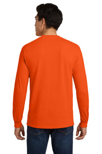 Gildan - Ultra Cotton 100% US Cotton Long Sleeve T-Shirt with Pocket - S. Orange Back