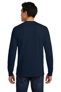 Gildan - Ultra Cotton 100% US Cotton Long Sleeve T-Shirt with Pocket - Navy Back