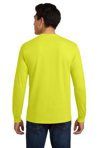 Gildan - Ultra Cotton 100% US Cotton Long Sleeve T-Shirt with Pocket - Safety Green Back