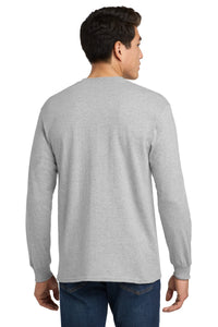 Gildan - Ultra Cotton 100% US Cotton Long Sleeve T-Shirt with Pocket - Sport Grey Back