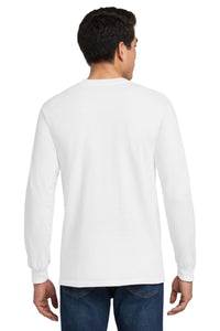 Gildan - Ultra Cotton 100% US Cotton Long Sleeve T-Shirt with Pocket - White Back