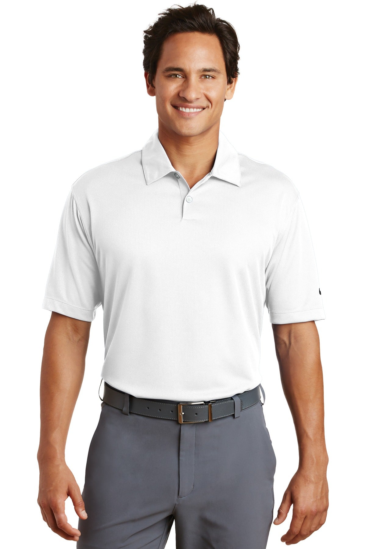 DISCONTINUED Nike Dri-FIT Pebble Texture Polo - White