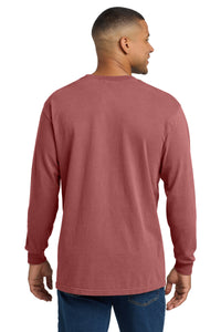 COMFORT COLORS  Heavyweight Ring Spun Long Sleeve Pocket Tee - Crimson Back