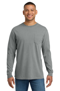 COMFORT COLORS  Heavyweight Ring Spun Long Sleeve Pocket Tee - Granite