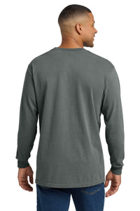 COMFORT COLORS  Heavyweight Ring Spun Long Sleeve Pocket Tee - Grey Back