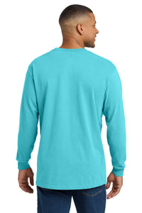 COMFORT COLORS  Heavyweight Ring Spun Long Sleeve Pocket Tee - Lagoon Back