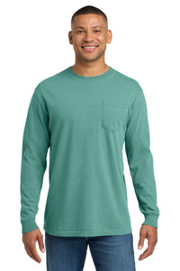COMFORT COLORS  Heavyweight Ring Spun Long Sleeve Pocket Tee - Seafoam