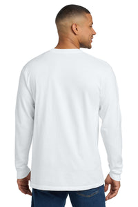 COMFORT COLORS  Heavyweight Ring Spun Long Sleeve Pocket Tee - White Back