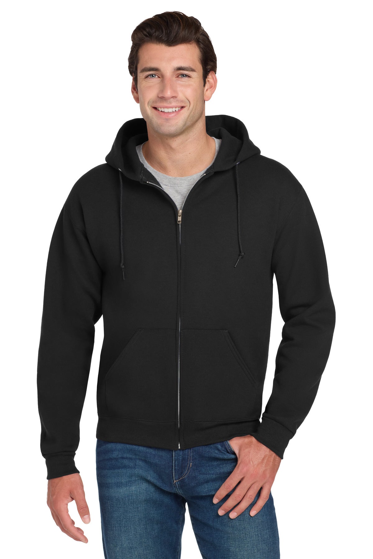 Jerzees Super Sweats NuBlend - Full-Zip Hooded Sweatshirt - Black