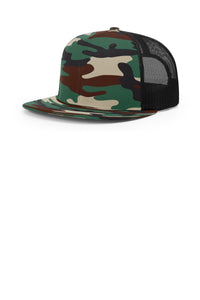 Richardson Acrylic-Wool Blend Flatbill Trucker 511 - Green Camo/ Black