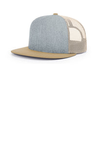 Richardson Acrylic-Wool Blend Flatbill Trucker 511 - Heather Grey/ Birch/ Biscuit