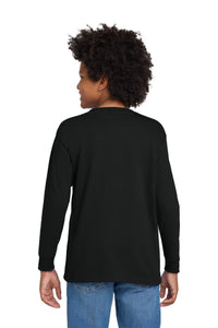 Gildan Youth Heavy Cotton 100% Cotton Long Sleeve T-Shirt - Black Back
