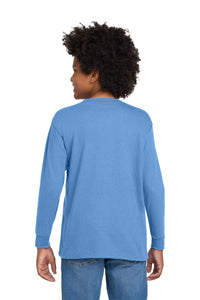 Gildan Youth Heavy Cotton 100% Cotton Long Sleeve T-Shirt - Carolina Blue Back