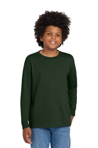 Gildan Youth Heavy Cotton 100% Cotton Long Sleeve T-Shirt - Forest Green