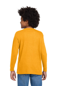 Gildan Youth Heavy Cotton 100% Cotton Long Sleeve T-Shirt - Gold Back