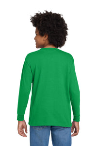 Gildan Youth Heavy Cotton 100% Cotton Long Sleeve T-Shirt - Irish Green Back