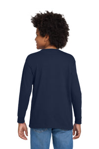 Gildan Youth Heavy Cotton 100% Cotton Long Sleeve T-Shirt - Navy Back