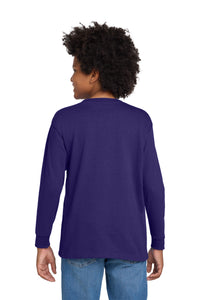 Gildan Youth Heavy Cotton 100% Cotton Long Sleeve T-Shirt - Purple Back