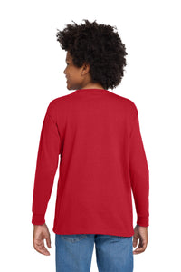 Gildan Youth Heavy Cotton 100% Cotton Long Sleeve T-Shirt - Red Back