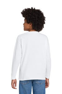 Gildan Youth Heavy Cotton 100% Cotton Long Sleeve T-Shirt - White Back