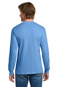 Gildan - Heavy Cotton 100% Cotton Long Sleeve T-Shirt - Carolina Blue Back