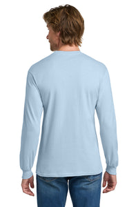 Gildan - Heavy Cotton 100% Cotton Long Sleeve T-Shirt - Light Blue Back