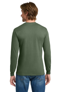 Gildan - Heavy Cotton 100% Cotton Long Sleeve T-Shirt - Military Green Back
