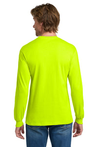 Gildan - Heavy Cotton 100% Cotton Long Sleeve T-Shirt - Safety Green Back