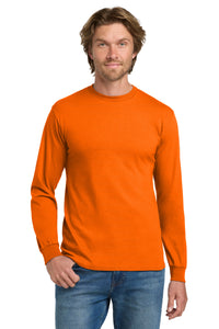 Gildan - Heavy Cotton 100% Cotton Long Sleeve T-Shirt - S. Orange