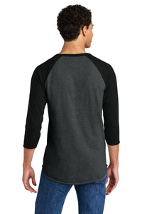 Jerzees Unisex Premium Blend Combed Ring Spun 3/4-Sleeve Raglan 560R - Black Ink Heather/ Black Ink Back