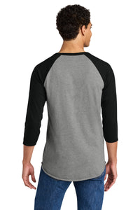Jerzees Unisex Premium Blend Combed Ring Spun 3/4-Sleeve Raglan 560R - Oxford/ Black Ink Back
