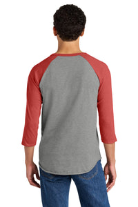Jerzees Unisex Premium Blend Combed Ring Spun 3/4-Sleeve Raglan 560R - Oxford/ Fiery Red Heather Back