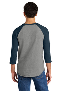 Jerzees Unisex Premium Blend Combed Ring Spun 3/4-Sleeve Raglan 560R - Oxford/ Indigo Heather Back
