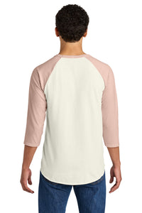 Jerzees Unisex Premium Blend Combed Ring Spun 3/4-Sleeve Raglan 560R - Sweet Cream Heather/ Blush Pink Back