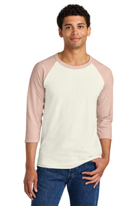 Jerzees Unisex Premium Blend Combed Ring Spun 3/4-Sleeve Raglan 560R - Sweet Cream Heather/ Blush Pink
