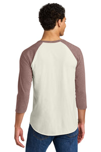 Jerzees Unisex Premium Blend Combed Ring Spun 3/4-Sleeve Raglan 560R - Sweet Cream Heather/ Heather Mauve Back