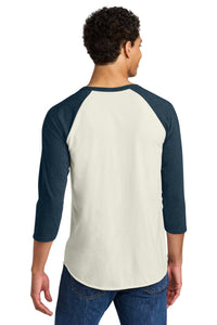 Jerzees Unisex Premium Blend Combed Ring Spun 3/4-Sleeve Raglan 560R - Sweet Cream Heather/ Indigo Heather Back
