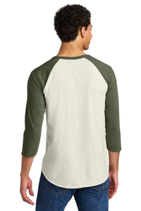 Jerzees Unisex Premium Blend Combed Ring Spun 3/4-Sleeve Raglan 560R - Sweet Cream Heather/ Military Green Heather Back