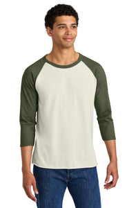 Jerzees Unisex Premium Blend Combed Ring Spun 3/4-Sleeve Raglan 560R - Sweet Cream Heather/ Military Green Heather