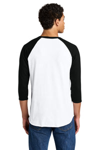 Jerzees Unisex Premium Blend Combed Ring Spun 3/4-Sleeve Raglan 560R - White/ Black Ink Back