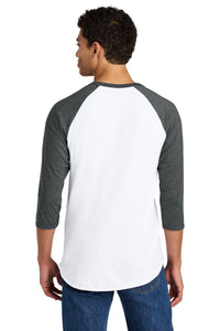 Jerzees Unisex Premium Blend Combed Ring Spun 3/4-Sleeve Raglan 560R - White/ Charcoal Heather Back